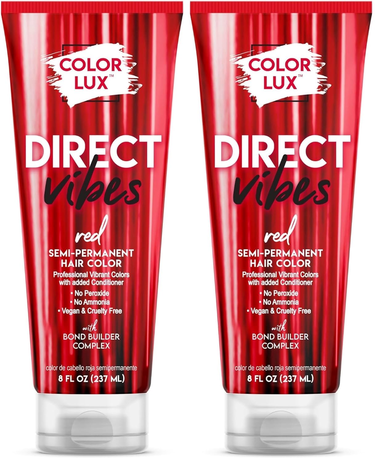 Vibrant Red Semi-Permanent Hair Color - Long-Lasting, Ammonia-Free & Vegan | 8 fl oz (Pack of 2)