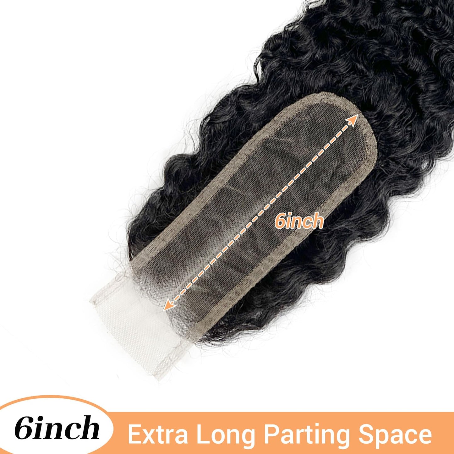 2x6 Closure Human Hair 16 Inch HD Transparent Lace 2x6 Burmese Curly Closure Middle Part Brazilian Human Hair Closure With Baby Hair Natural Black