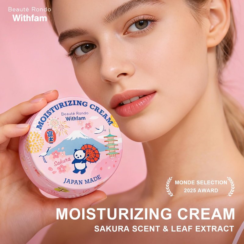 Beaute Rondo Withfam Moisturizing Cream, Delicate Sakura Scent, J-Beauty, Perfect for a Gift, Gentle for Kids, Toddlers, Teenagers, Expectant Mothers and Sensitive Skin, Net Wt. 2.65 oz (75 g)