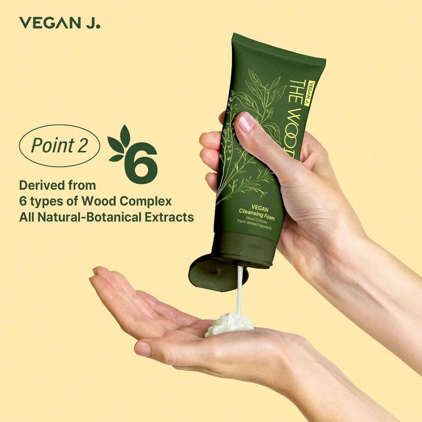 VEGAN J. The Wood Vegan Cleansing Foam | Cleans 99.37% Impurities | Vegan Certified - 100ml