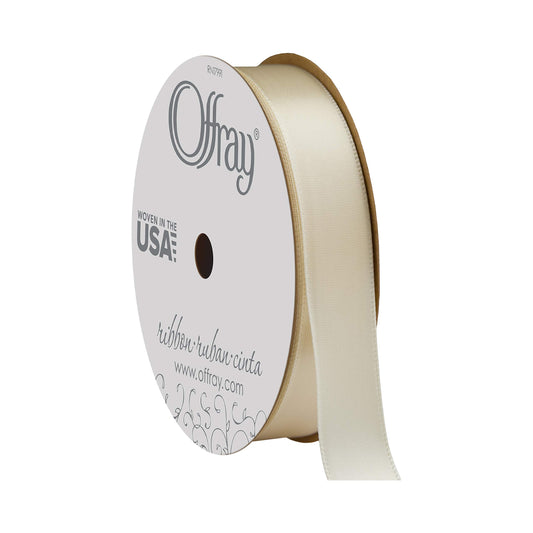 Offray 5/8" Wide Double Face Satin Ribbon, 6 Yards, Ivory White