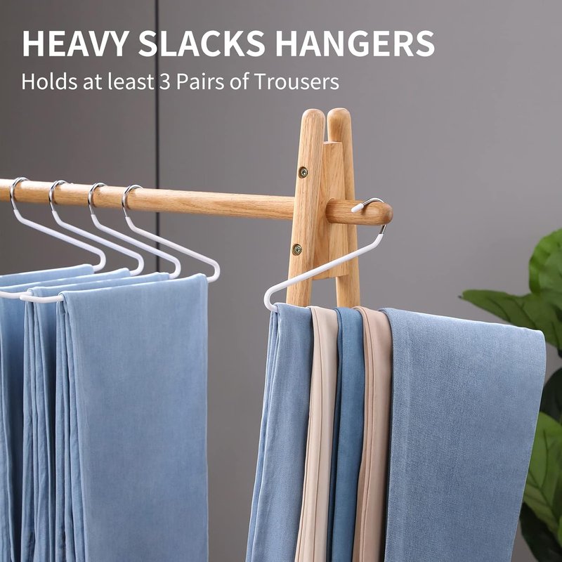 Jean Hangers for Closet - 10 Pack Non-Slip Stainless Steel Space Saving Hangers | Durable Design