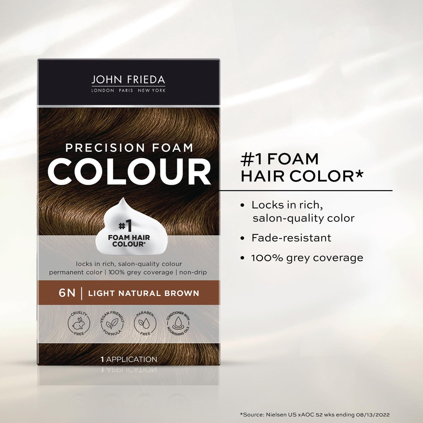 John Frieda Precision Foam Colour Light Natural Brown 6N, 2 Pack