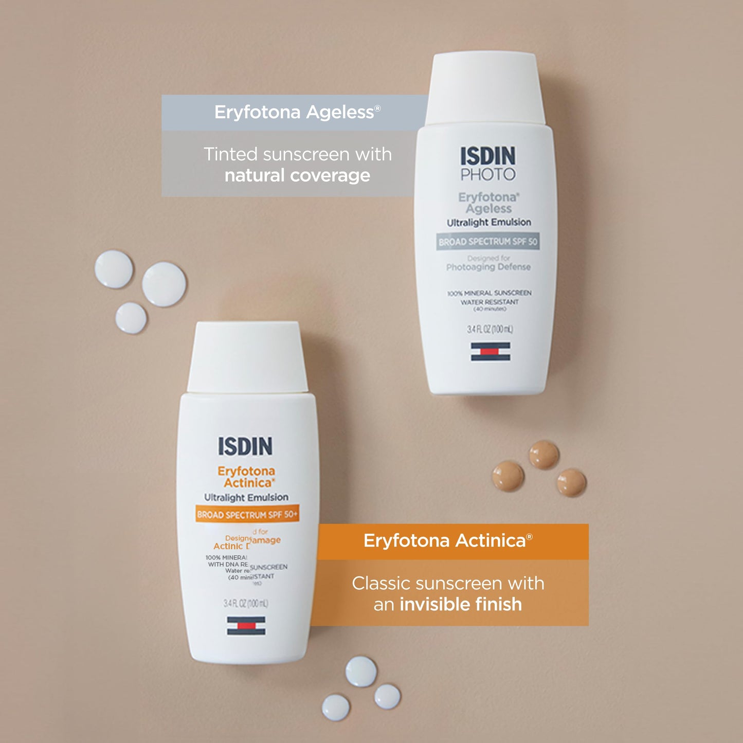 ISDIN Eryfotona Actinica SPF 50+, Mineral Sunscreen for Face with Zinc Oxide, Anti-Aging Sunscreen, No White Cast, Dermatologist Recommended, 3.4 Fl Oz