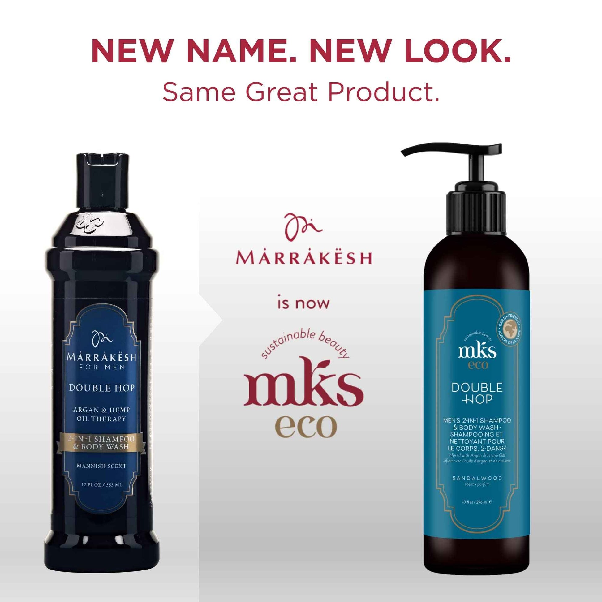 MKS eco for Men Double Hop 2-in-1 Shampoo & Body Wash, Sandalwood Scent - 10 fl oz - With Hemp Seed Oil & Argan Oil - Vegan, Cruelty Free