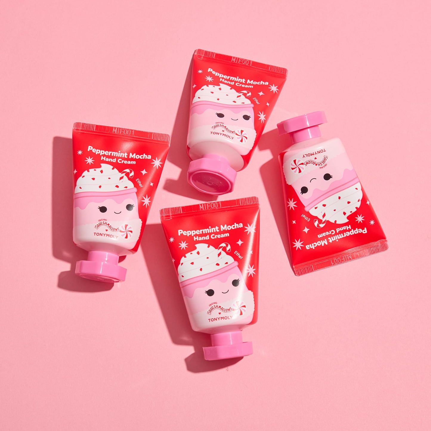 TONYMOLY x Squishmallows Holiday Hand Cream Set | Limited Edition Moisturizing Hand Cream Trio with Junie Banana, Hans Toasted Marshmallow & Ethel Peppermint Mocha | Soft, Hydrated Hands