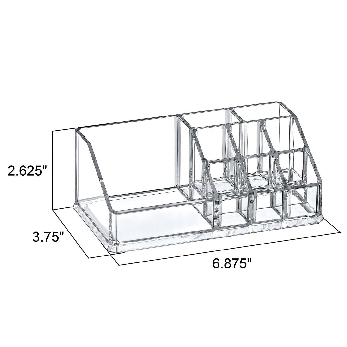 Amazing Abby - Tiffany - 2-Pack Acrylic Cosmetic Organizer, Transparent Plastic Makeup Holder, Compartmented, Shatter-Proof, Perfect Bathroom Vanity Storage Solution for Beauty Supply, Small