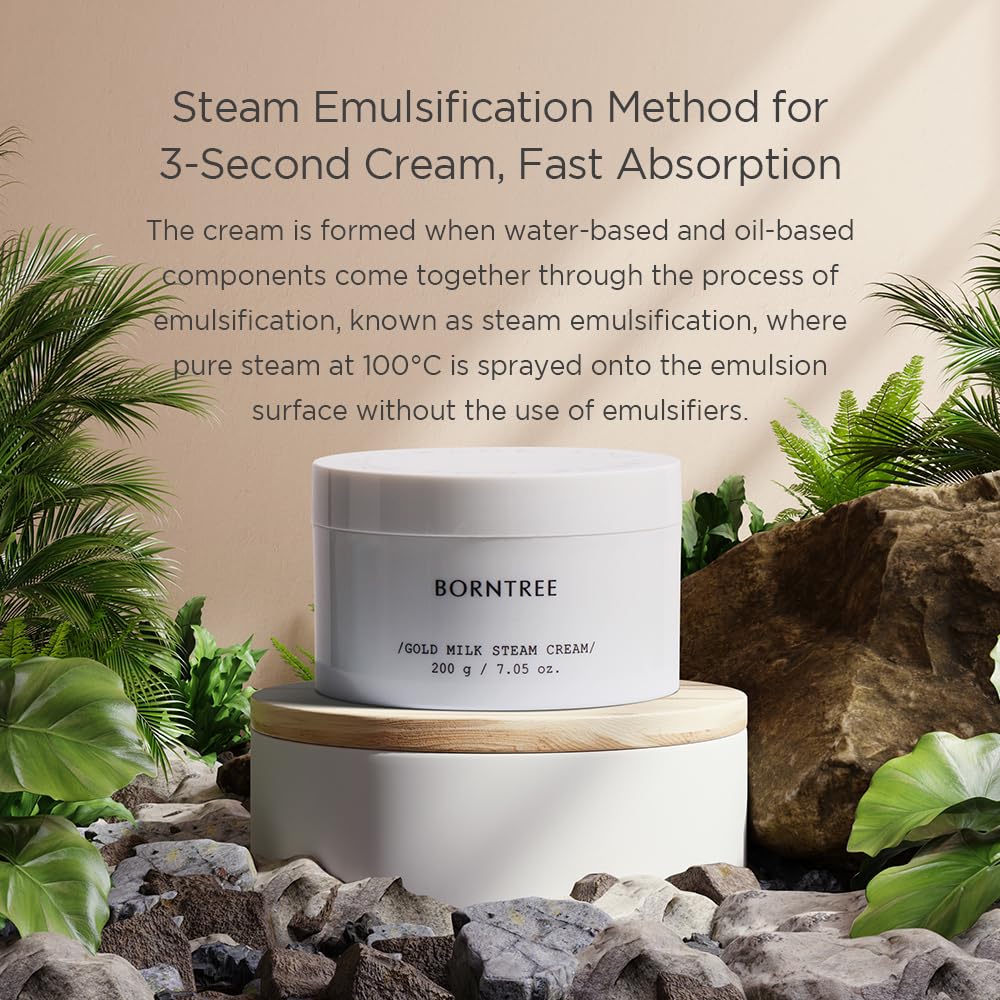 BORNTREE Gold Milk Steam Cream 7.05 oz Moisturizer for Face and Body
