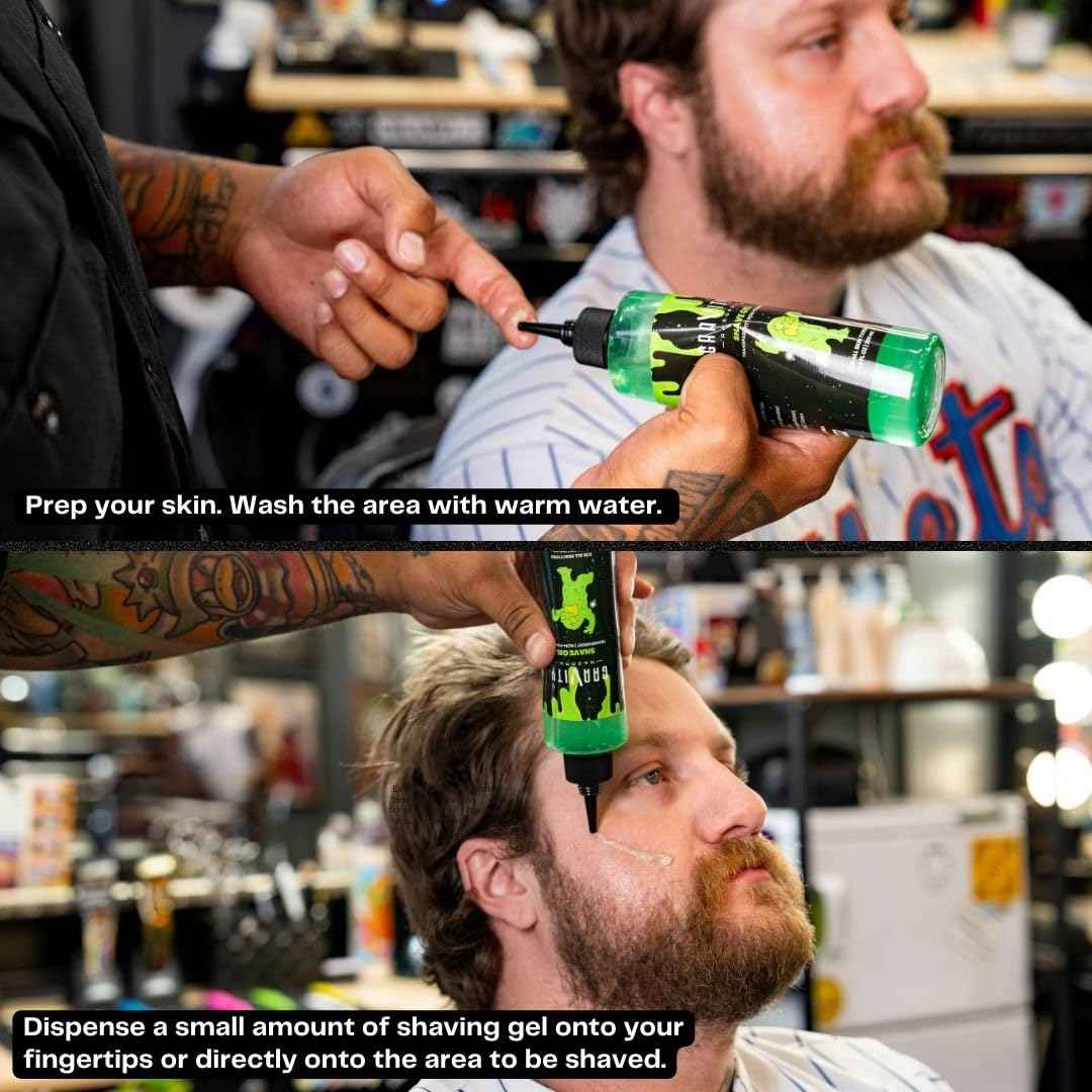 Non-Foaming Shave Gel for Men - Professional Barber-Grade Shaving Gel, Moisturizing & Skin Replenishing, Smooth Close Shave. 6.8 oz, Sandalwood scent (2-Pack)