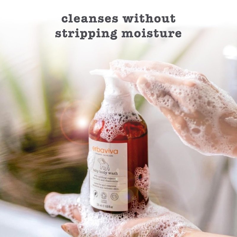 Erbaviva Baby Body Wash - Gentle Organic Formula for Sensitive Skin | 8 fl Oz