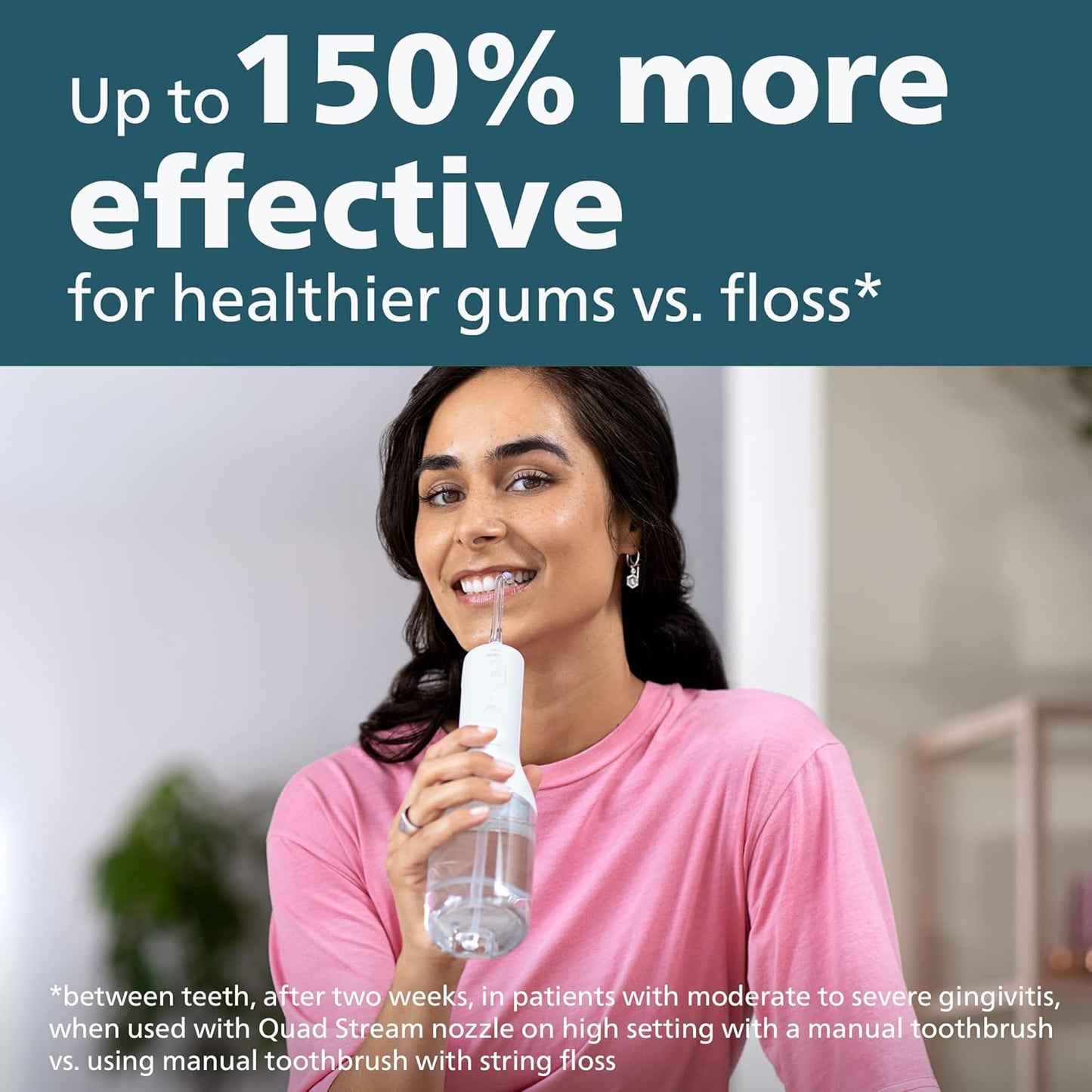 Philips Sonicare Cordless Power Flosser 3000 - Water Flosser with Quad Stream Technology | 2 Modes, 3 Intensity Levels, Ergonomic Design, White