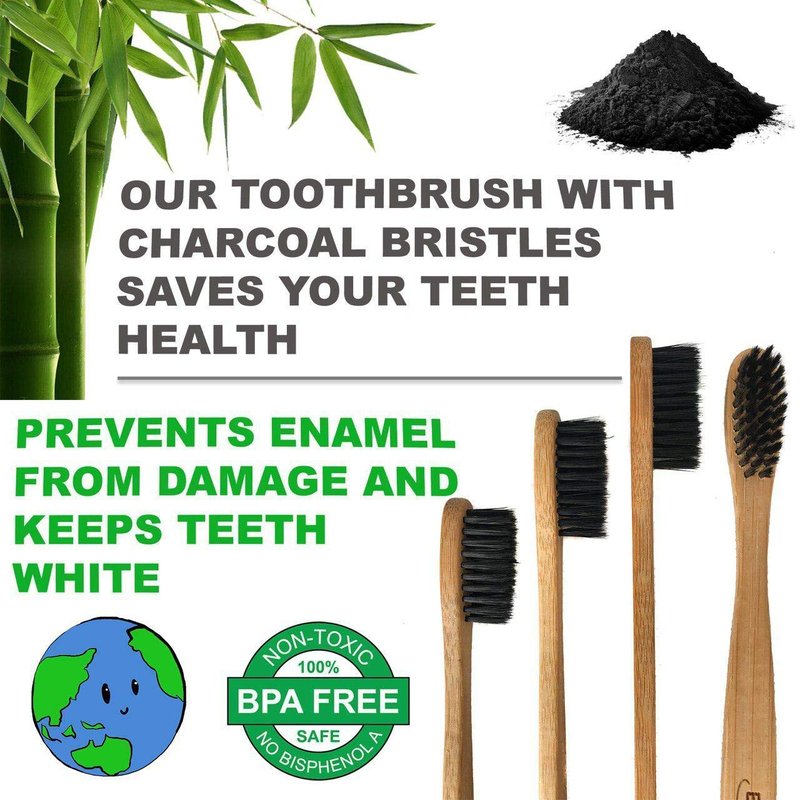 EveEco 48 Count (4 Boxes of 12) Bamboo Toothbrush I Soft Bristles Best for Sensitive Gums I Charcoal I Vegan I Natural Wood I BPA Fee I Recyclable I Compostable I Biodegradable