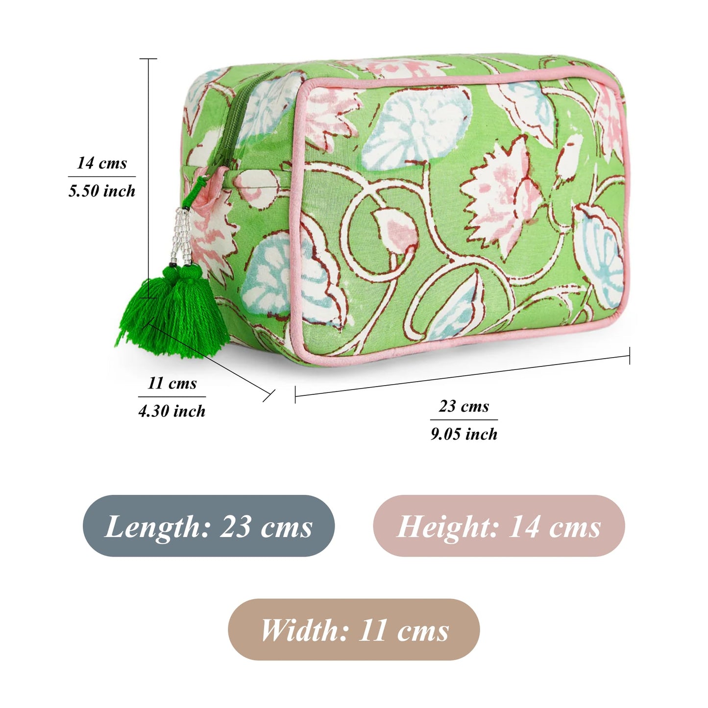Huar Travel Makeup Bag- Large Capacity Cosmetic Bags for Women - Water Resistance Lining Portable Pouch & Open Toiletry Bag - Perfect Girls Makeup Organizer for Travel Essentials (Lime & Pink Floral)