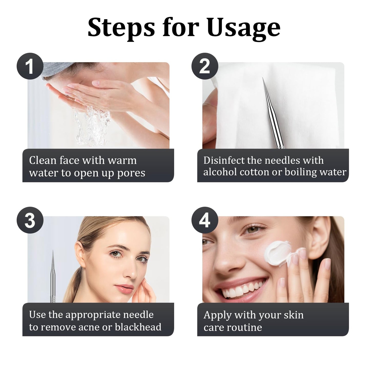 12PCS Professional Salon Grade Blackhead Remover Tool Kit, Comedone Extractor Set for Facial Acne Pimple Blemish Whitehead, Comes with 10X Magnifying Mirror & 20 Alcohol Prep Pads