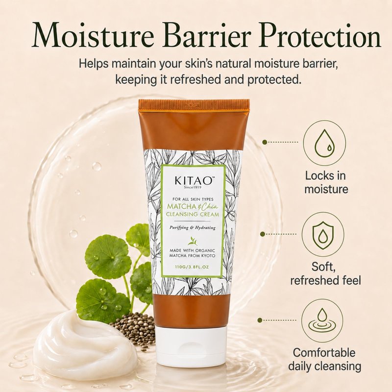 KITAO Organic Moisturizing Oil & Makeup Remover for Dry, Oily & Sensitive Skin Women & Men, Hydrating Cleansing Cream with Natural Matcha& Chia& Antioxidant for Eyes, Face, Lip from Japan, 3.8 Fl Oz