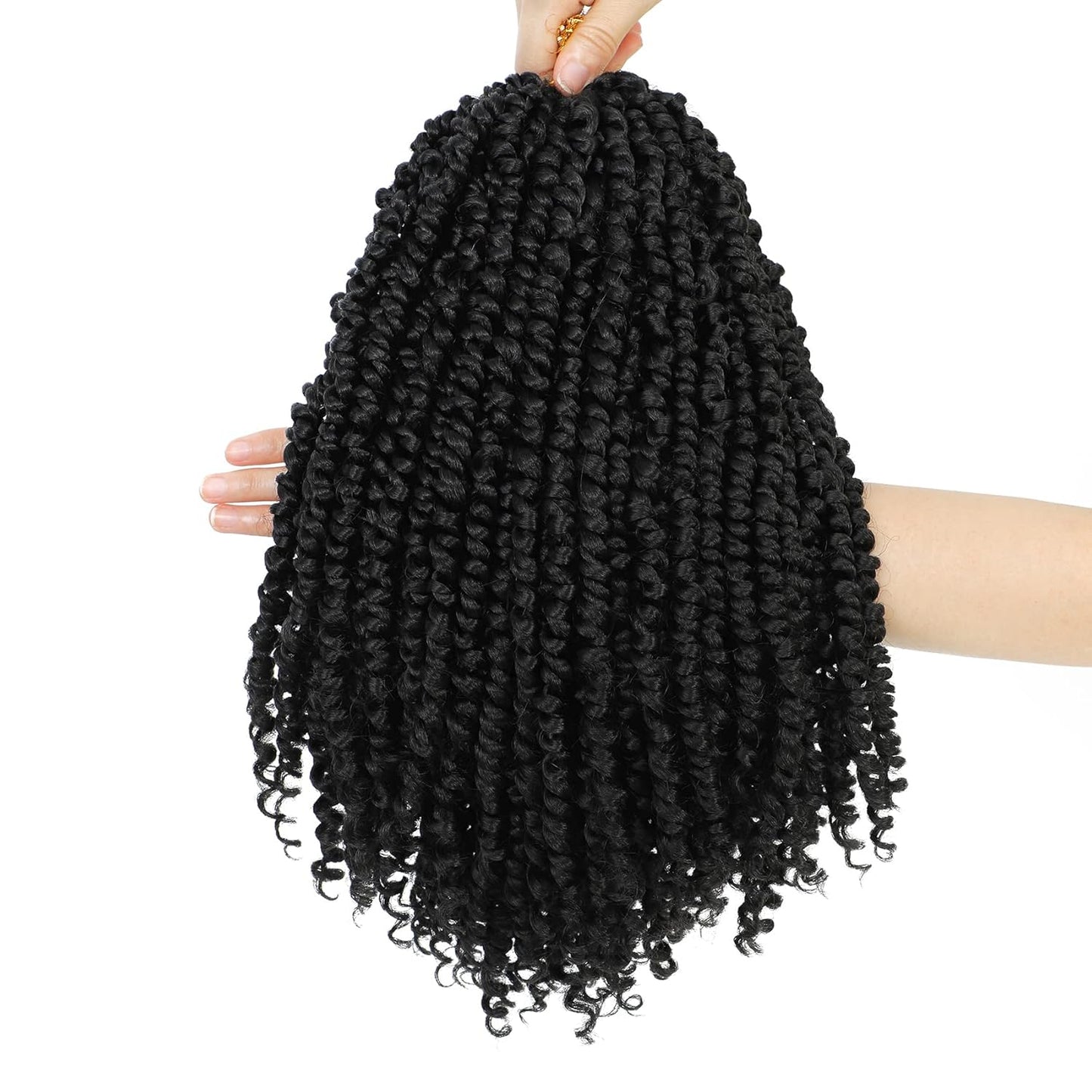 Passion Twist Crochet Hair - 14 Inch Pre-Twisted Curly Hair for Black Women | 8 Packs, Color 1B#