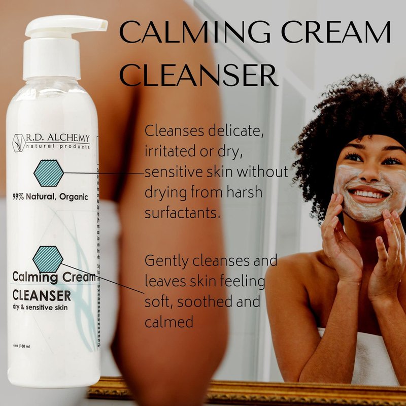 RD Alchemy - Natural & Organic Calming Cream Cleanser. Sulfate-Free Face Wash for Dry & Sensitive Skin. Gentle Hydrating Cleanser That Soothes, Cleanses & Moisturizes.
