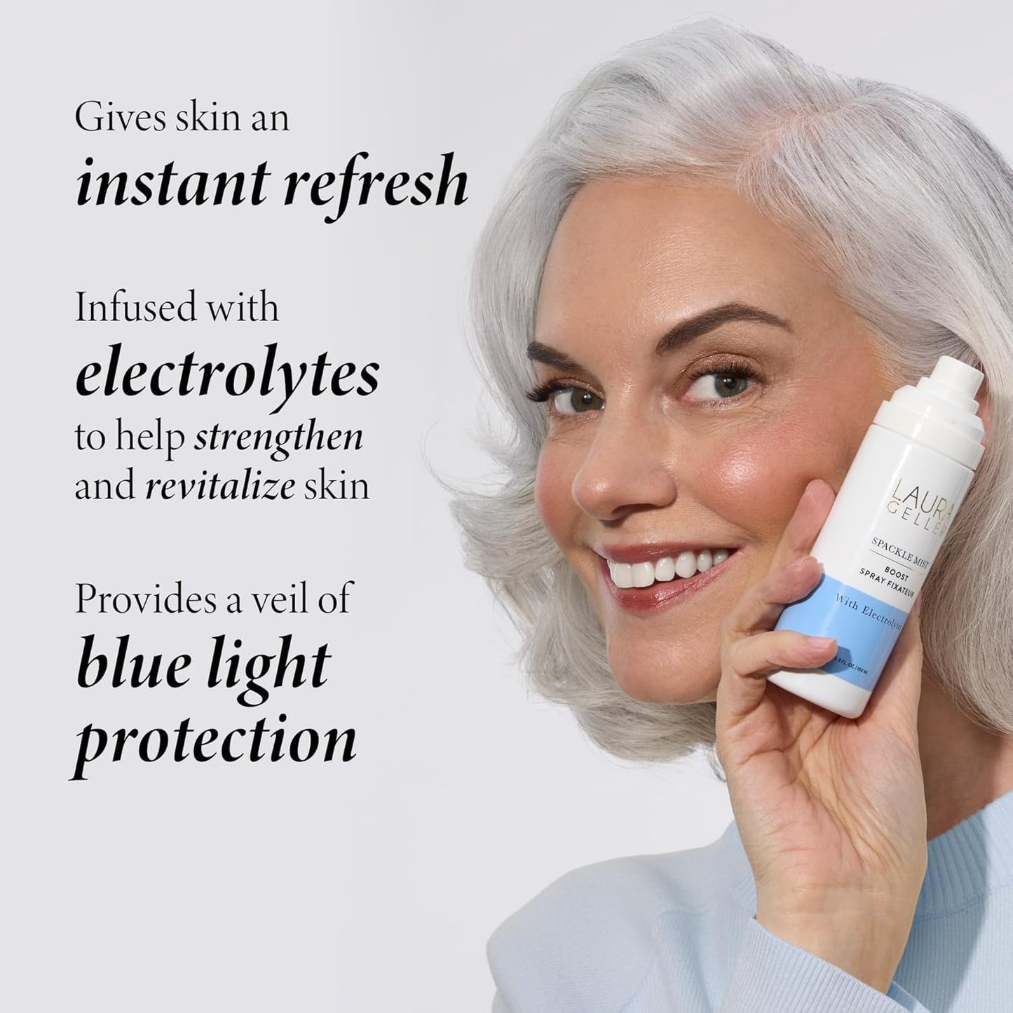Laura Geller Spackle Mist Boost Setting Spray - Long-Lasting Makeup with Electrolytes & Blue Light Protection | Dewy Finish