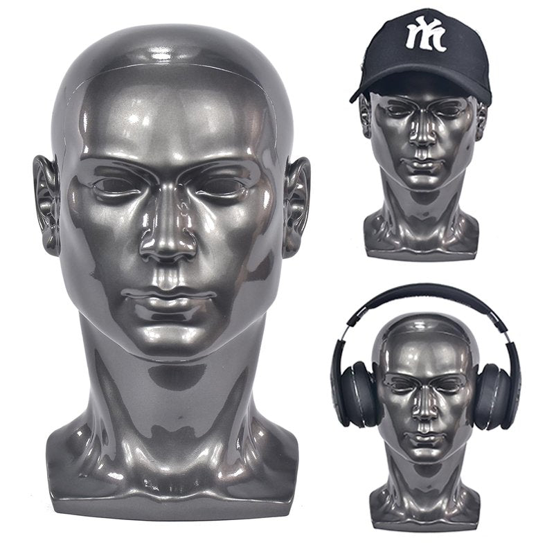 BLTYXT PVC Male Mannequin Head Professional Manikin Training Head for Display Headphone Game Console Hats Wigs Jewellery Glasses Facemask Caps Model Head (L30HH)
