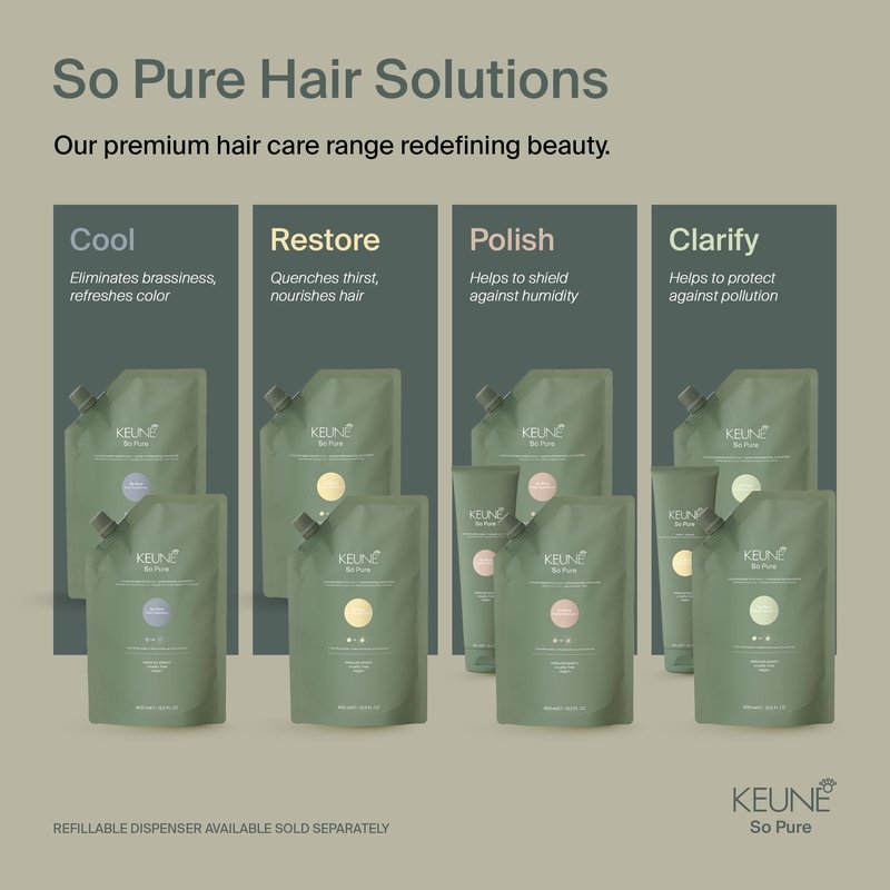 Keune So Pure Polish Shampoo Refill, Smoothing and Anti-Frizz Formula, 13.5 Fl Oz