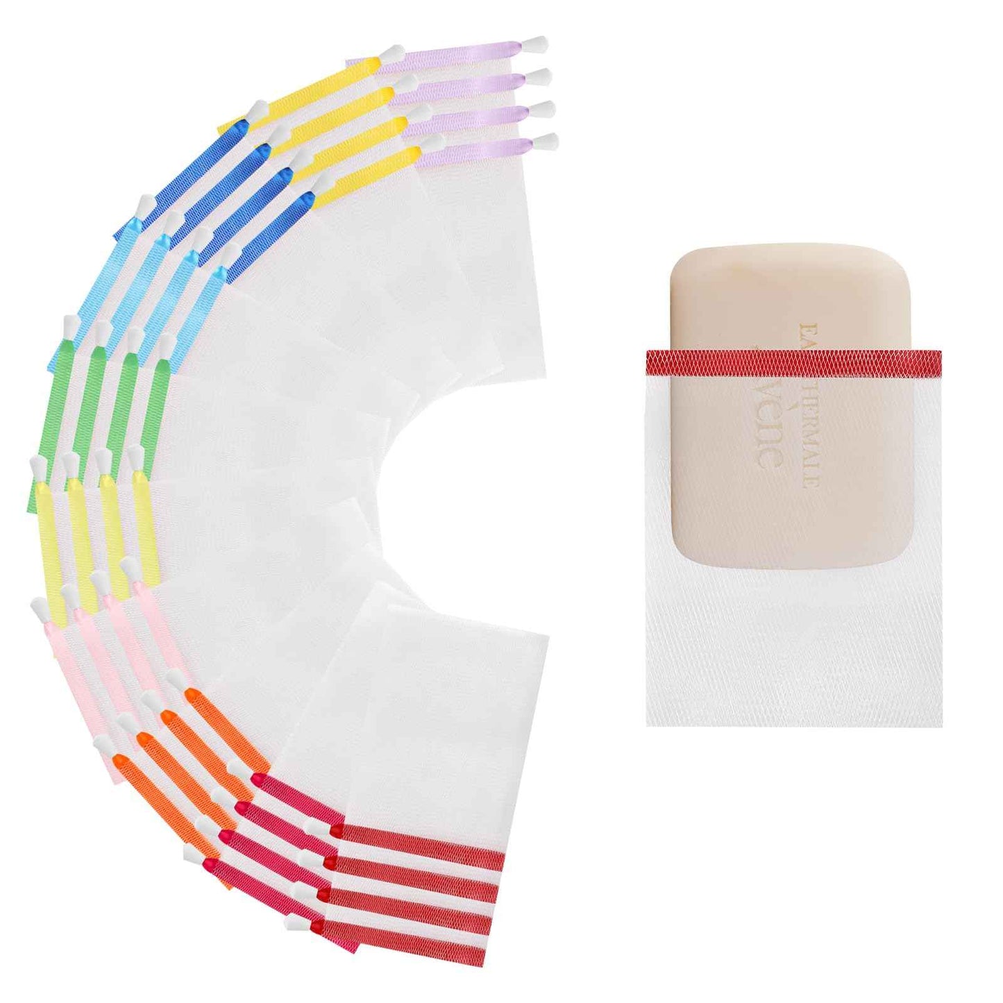 RMERVE 100 Pcs Soap Bag Soft for Shower, Exfoliating Soap Saver Pouch with Drawstring for Foaming and Drying soft for Shower Body Facial Cleaning Tool Easy to Bubble and Store Small Soap