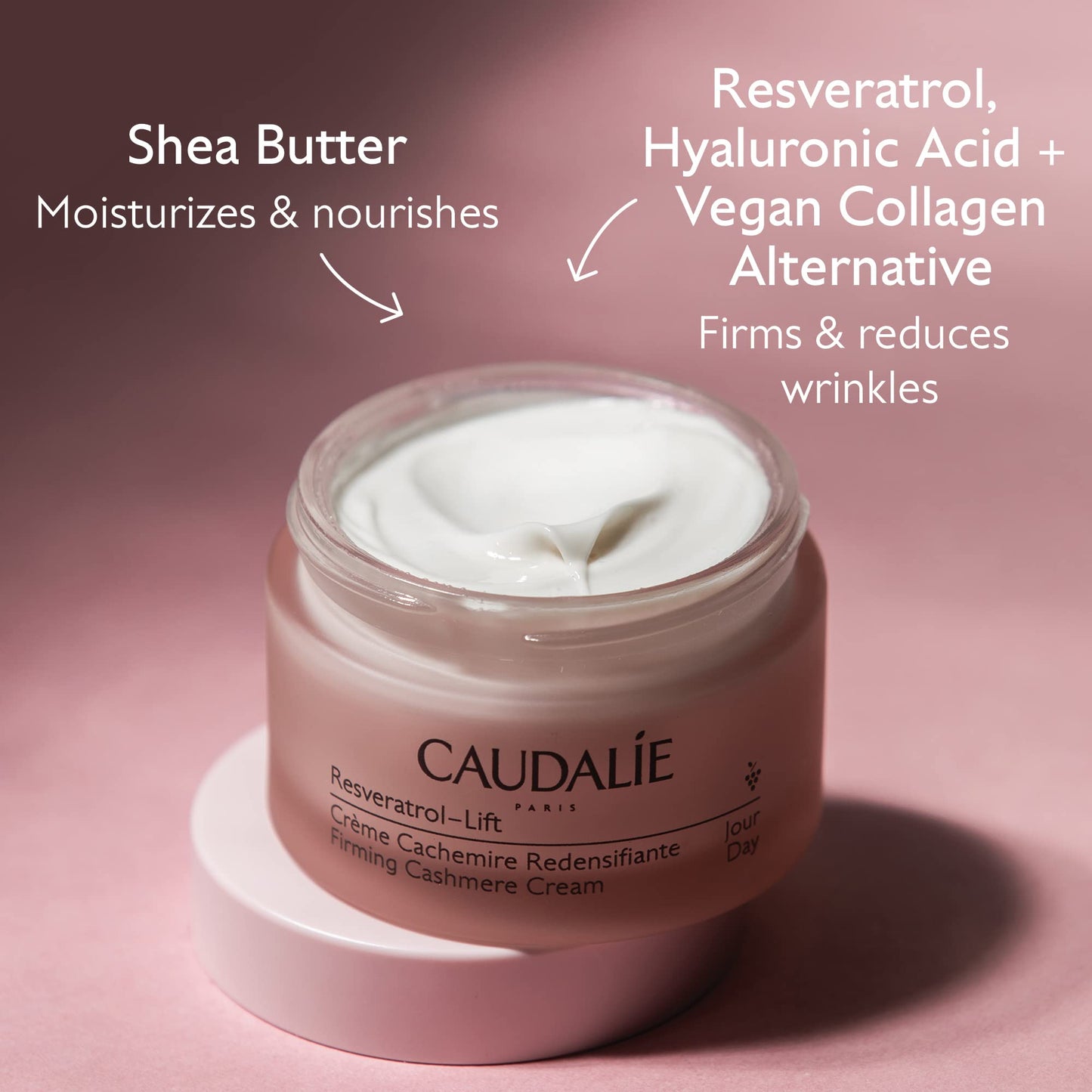 Caudalie Resveratrol-Lift Firming Cashmere Cream: Daily Anti-Aging Moisturizer with Resveratrol, Hyaluronic Acid & Vegan Collagen Alternative - 1.6oz