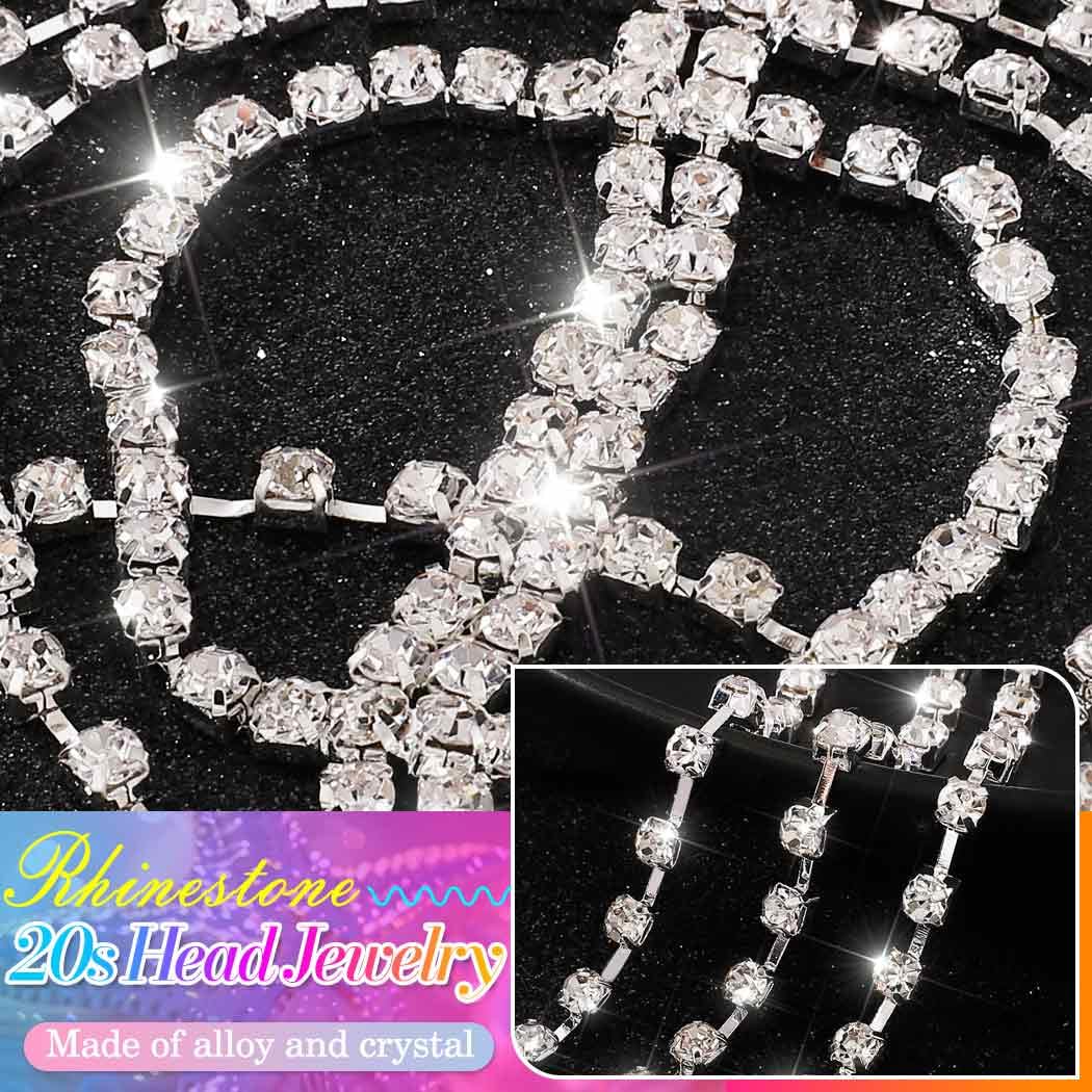 CAKURE 1920s Crystal Cap Headpiece Flapper Cap Headband Roaring 20s Headpiece Rhinestone Art Deco Party Hair Accesories for Women (b-silver, one size)