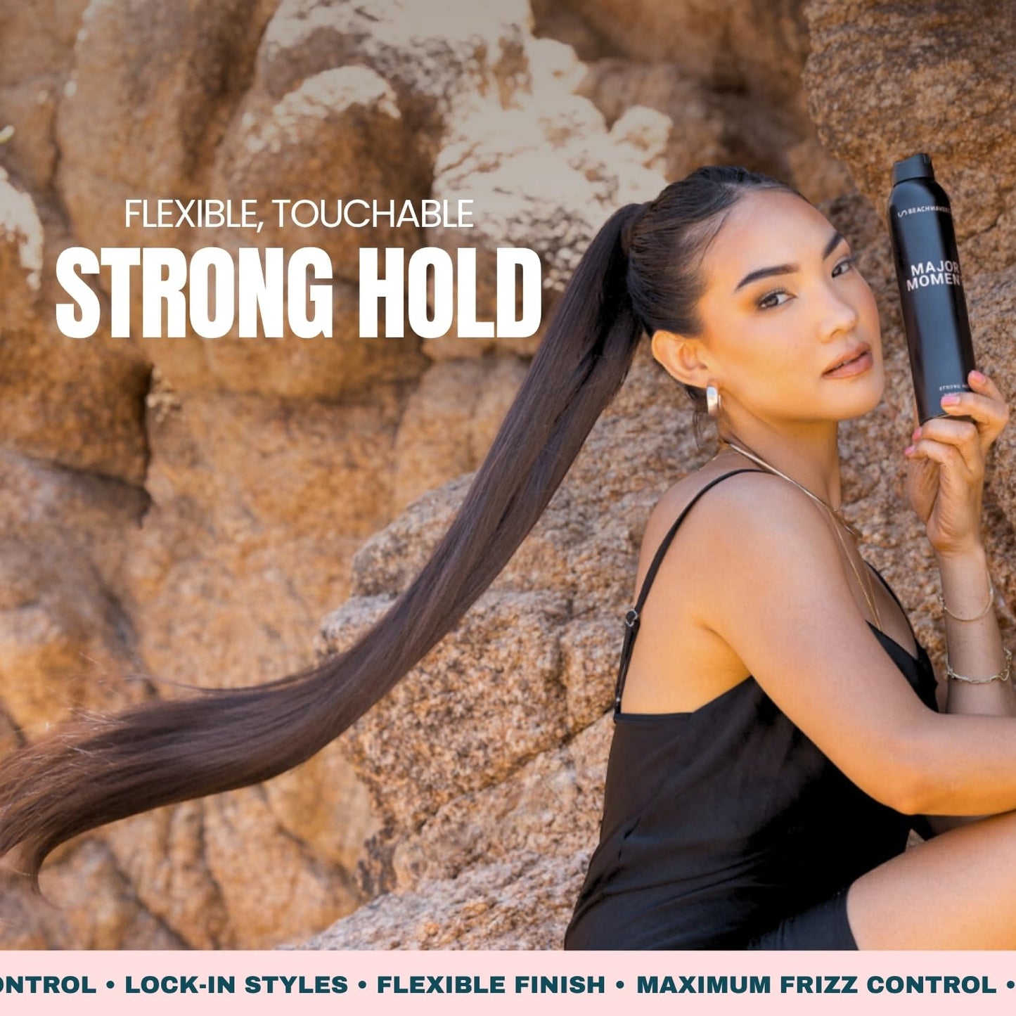 Beachwaver The Co. Major Moment Strong Hold Hairspray - Full Size (8.3 Oz) | Extra-Strength Vegan Hairspray For Long-Lasting Styles w/Brushable Finish - Removes Frizz & Locks In Style