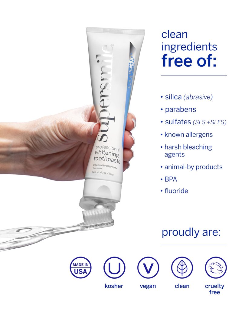 Supersmile ICY Mint Fluoride-Free – Whitening Toothpaste for Visibly Brighter Teeth – Whitens Up to 6 Shades, 4.2 oz