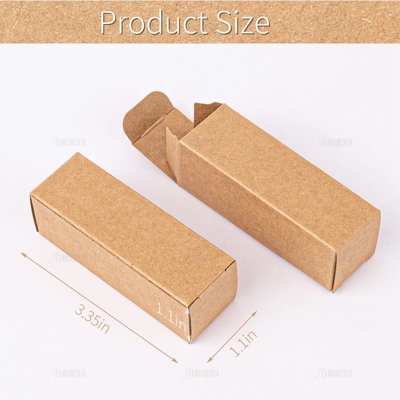 AUEAR, 50 Pack Kraft Paper Lipstick Boxes Empty Lip Gross Box 3.35"x1.1"x1.1" Rectangle Balm Perfume Essence Oil Packaging Cases for DIY Gloss Gift Packing
