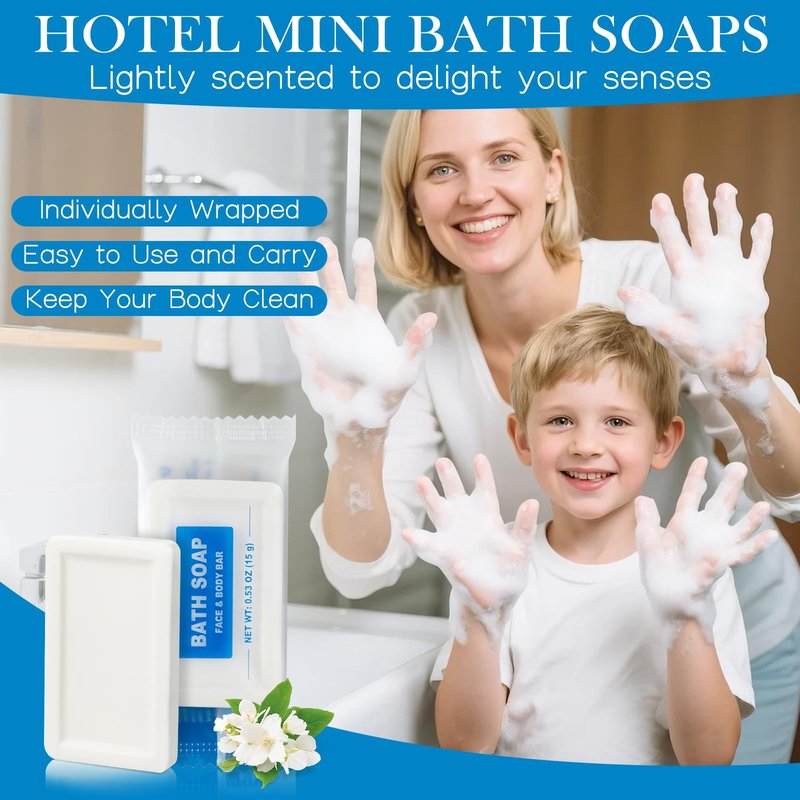 HAIFOTRVA 200 Pack Mini Travel Size Bar Soap Bulk,0.53 oz/15 grams Individually Wrapped Small Disposable Hotel Soap Bars Toiletries for Church,Homeless Gifts,Bathroom,Guest