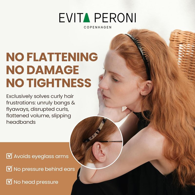 Evita Peroni Women's Non-Slip Headbands with Teeth - Comfortable Hair Comb Band for Eyewear | Amber