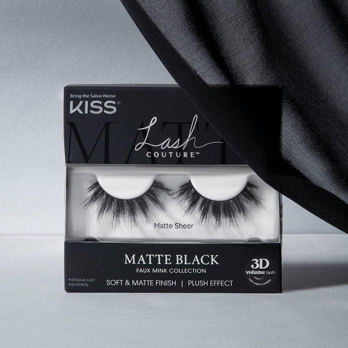 KISS Lash Couture Faux Mink 3D Matte, False Eyelashes, 'Matte Velvet', 16 mm, Includes 1 Pair Of Lash, Easy to Apply, Reusable Strip Lashes