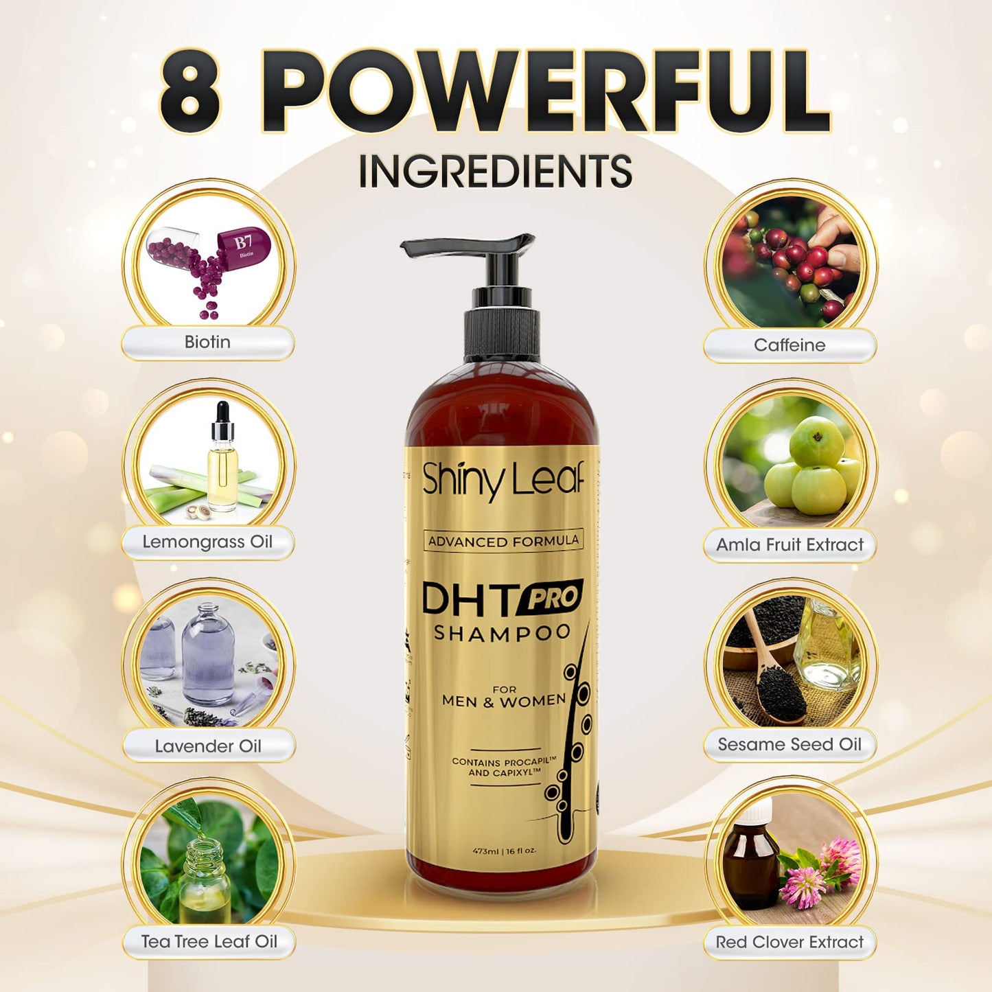 Shiny Leaf DHT Pro Shampoo with Procapil & Capixyl for Thinning Hair, 16 oz
