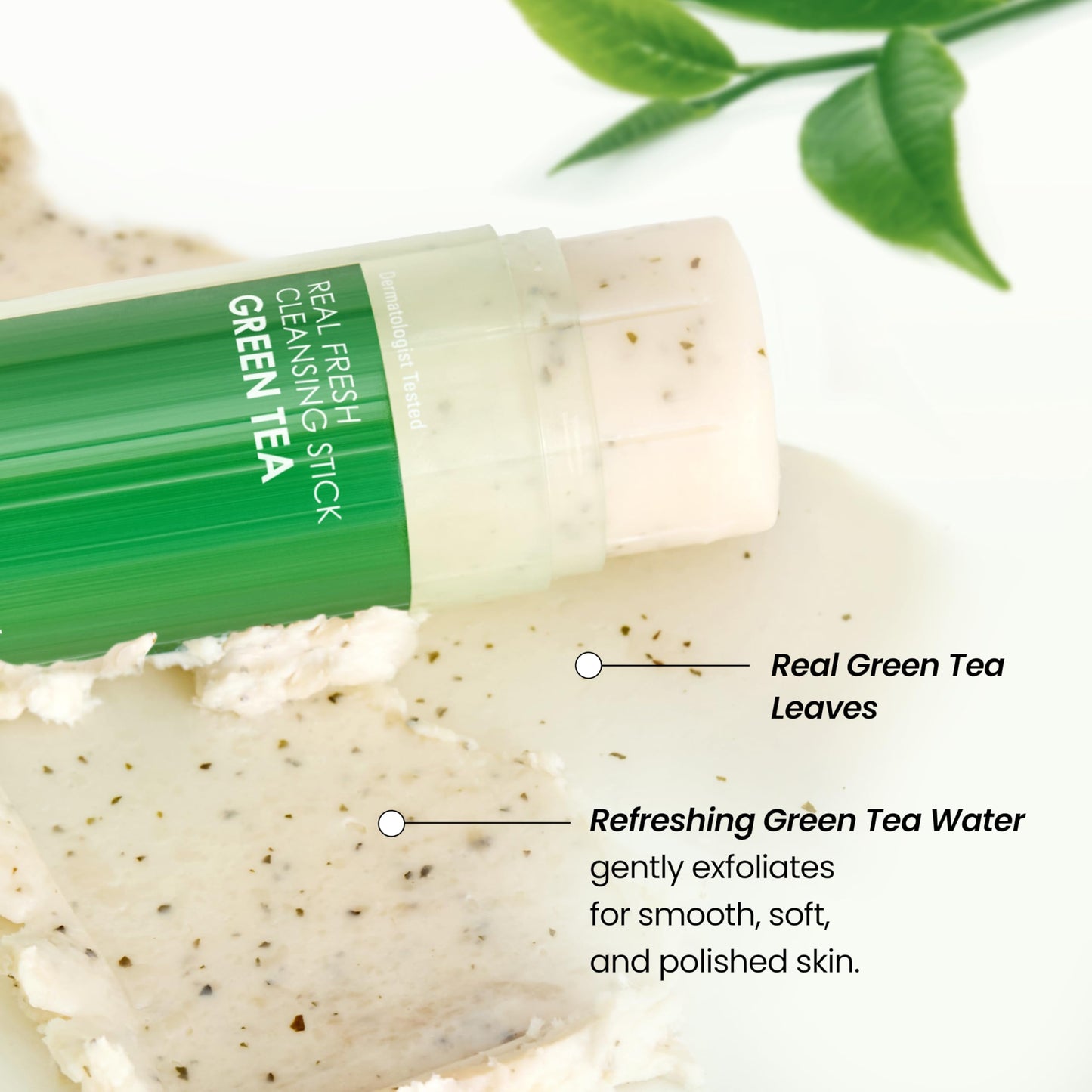 [K-Beauty] NEOGEN DERMALOGY Makeup Remover Cleansing Stick with Green Tea Extract and Leaves - Hydrating Travel Size Essential (Real Fresh Cleansing Stick Green Tea)/Blackhead Remover