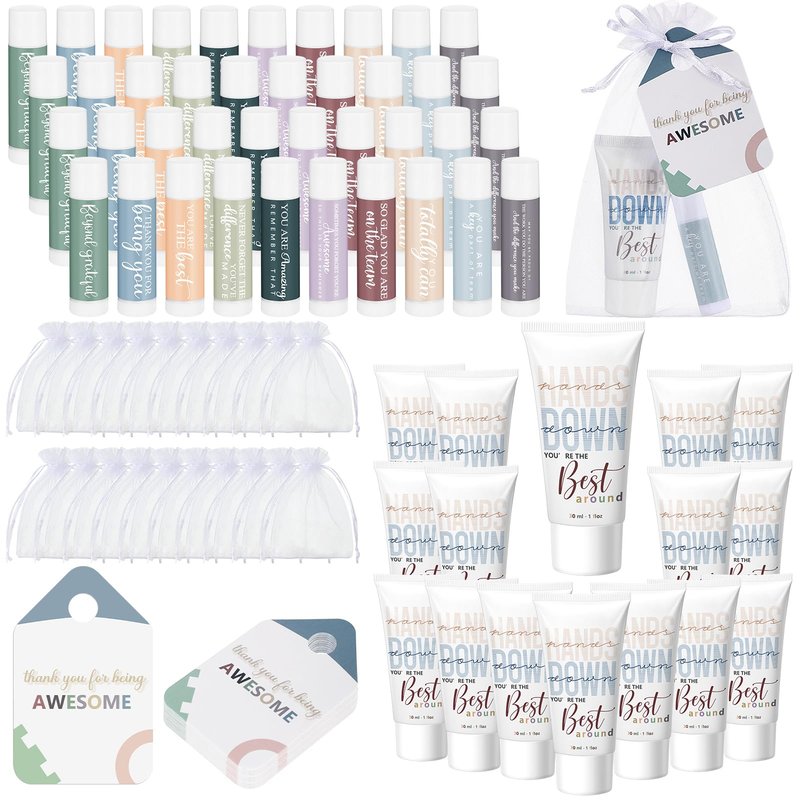 30 Sets Thank You Gifts Bulk for Women Inspirational Hand Cream and Lip Balm Set Nurse Affirmation Appreciation Gifts for CNA Week Nurse Assistant Graduation Office Staff Team Coworker Summer Favor
