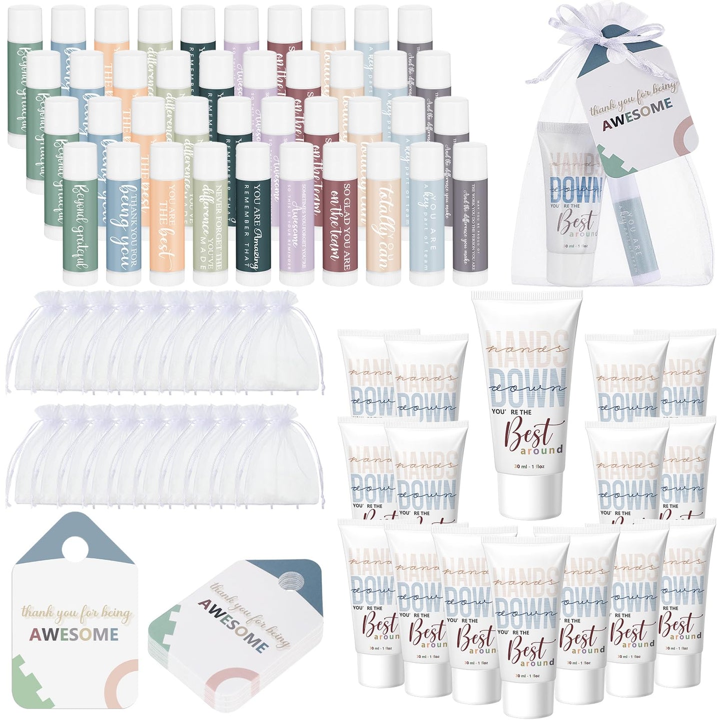 20 Sets CNA Week Thank You Gifts Bulk for Women Inspirational Hand Cream and Lip Balm Set Teacher Appreciation Gifts for Graduation Office Staff Assistant Team Coworker Summer Favor
