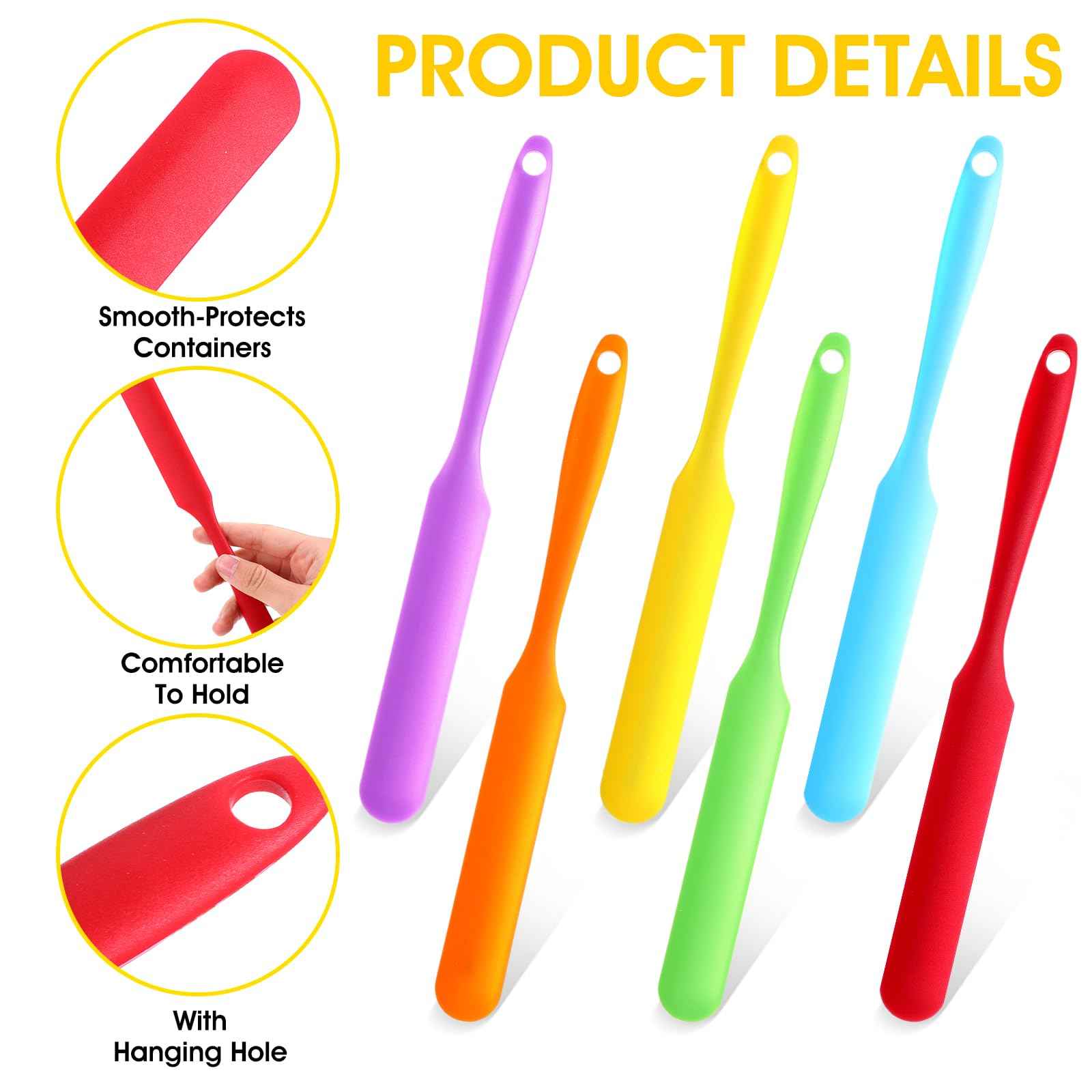 24pcs Jar Spatula,Silicone Jar Scraper with Long Handle,Jam Spreader Cake Cream Butter Spatulas, Silicone Spatula Waxing Applicator for Home Salon Body Use