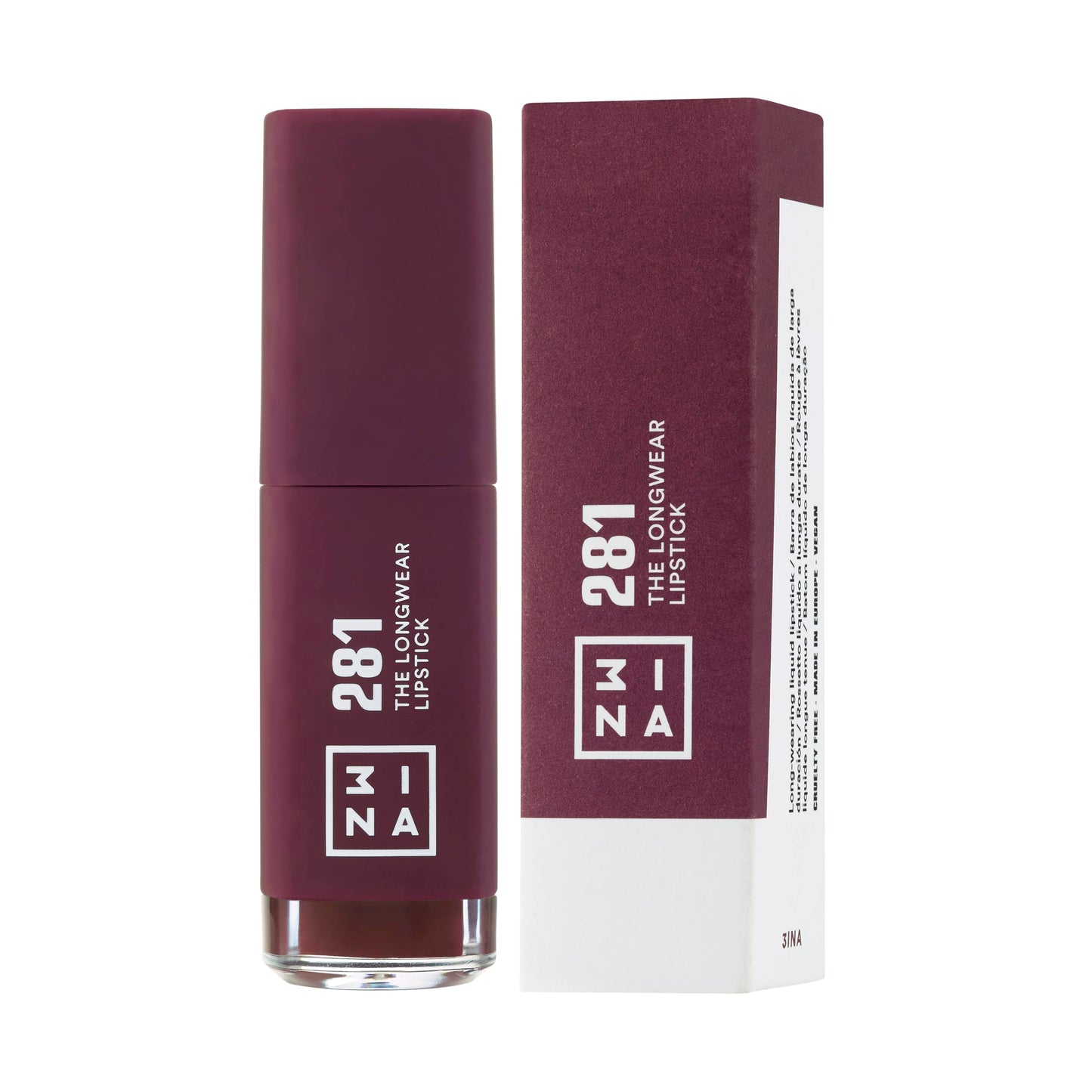 3INA The Longwear Lipstick - Matte Lipstick for Women - Moisturizing with 12-Hour Long Wear - Transfer-Proof and Highly Pigmented - 281-0.23 oz