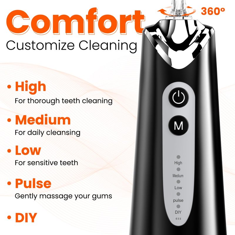 Water Dental Flosser Pick for Teeth: 300ML Portable Oral Irrigator, Rechargeable Travel Irrigation Cleaner Professional Electric Flossing Machine Power Flossers & Irrigator Accessories IPX7 Waterproof