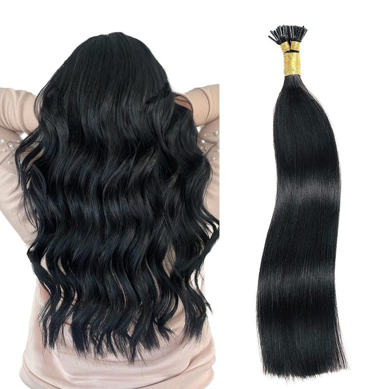 Jiameisi I Tip Hair Extensions Human Hair 14 inch Itip Human Hair Extensions Keratin Real Human Hair Extensions for Women Soft Natural #2 Dark Brown 50g Styling Dyeing Straightened Fusion Hairpieces