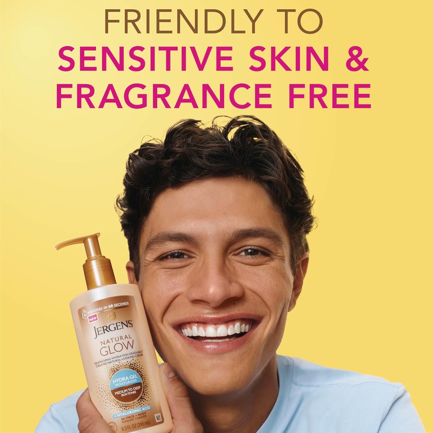 Jergens Natural Glow - Hyaluronic Acid Tanning Lotion | Fragrance-Free Hydrating Gel, 8.3 Fl Oz