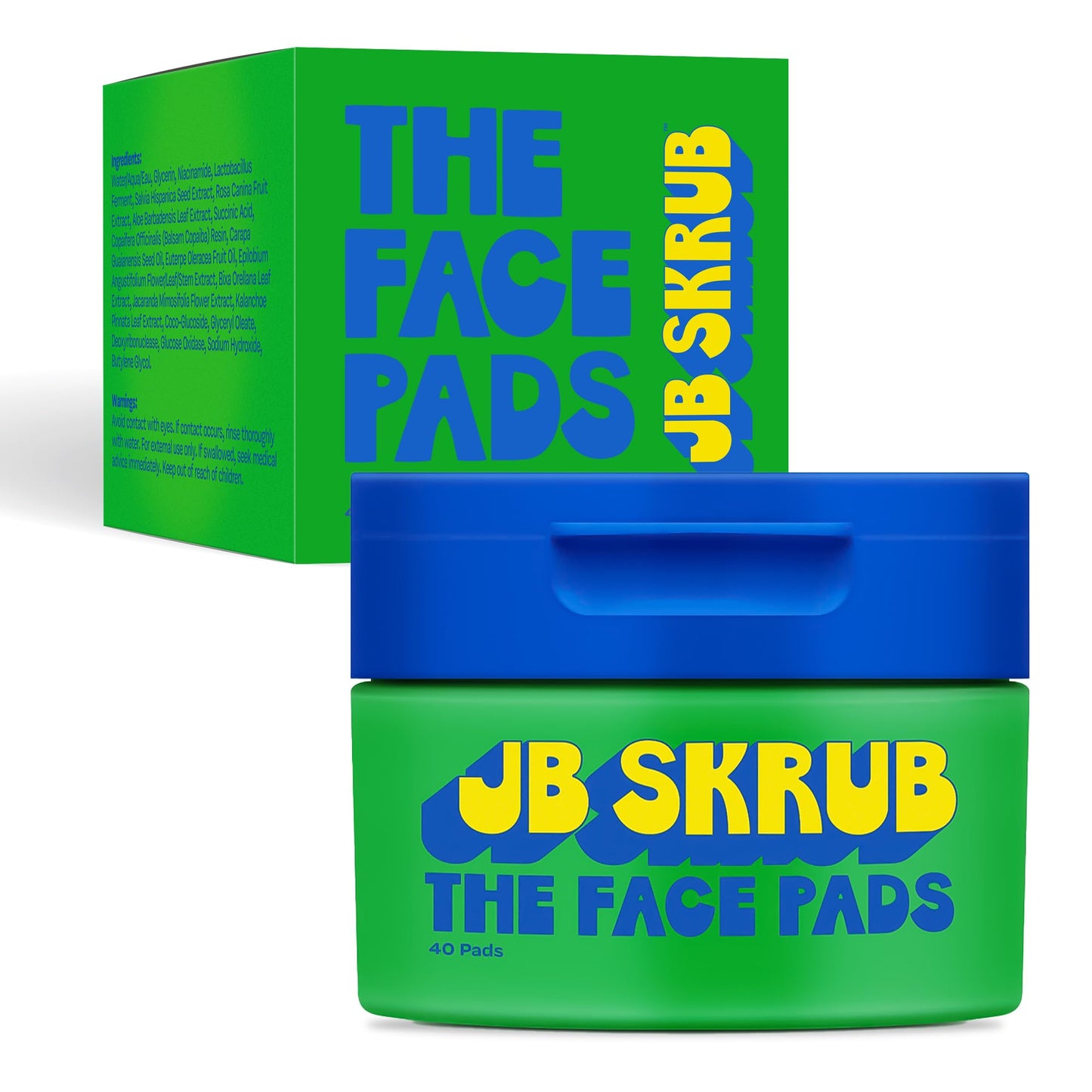 JB SKRUB Boys Face Pads & Wipes for Kids, Tweens & Teens‚ 40-Count Acne Cleansing Pads with Niacinamide & Aloe Vera‚ Single Pack