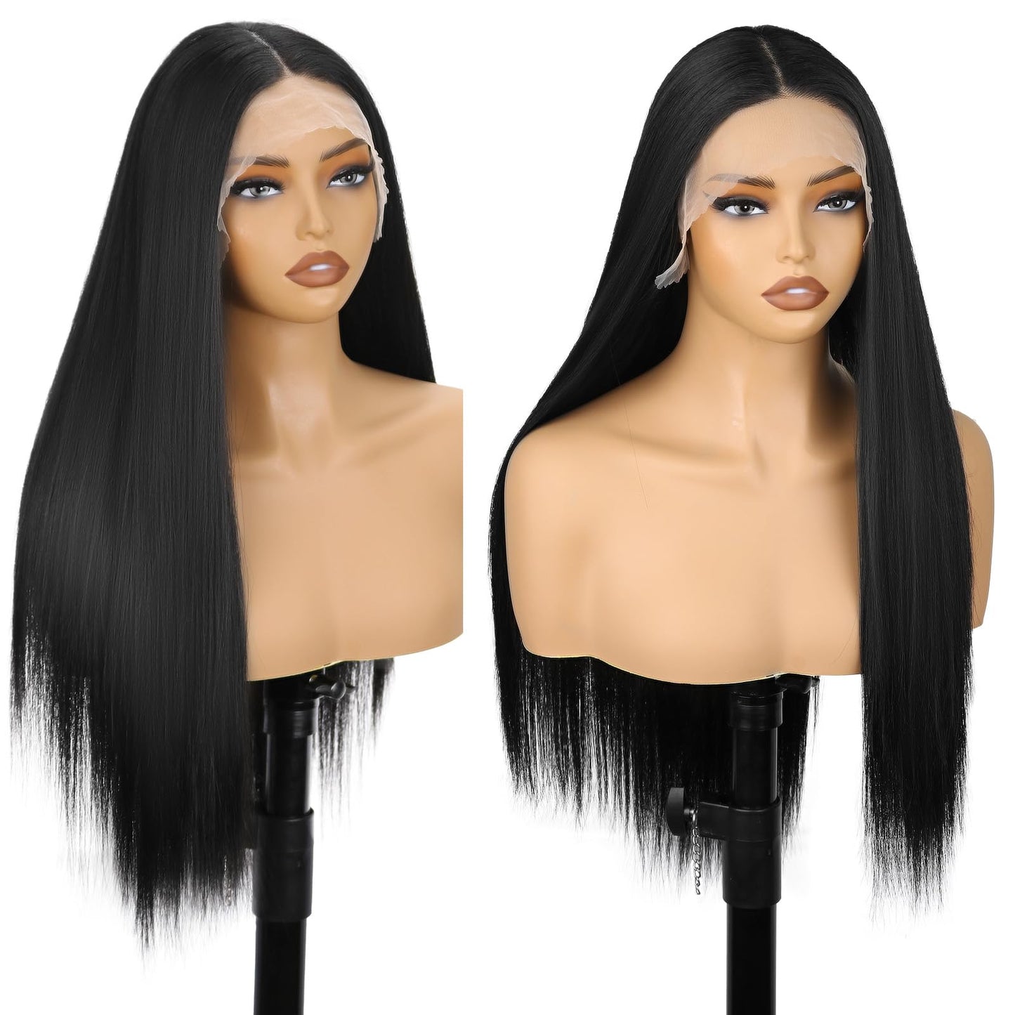 SUKRI Lace Front Wigs for Women Long Straight Synthetic Lace Front 26 Inch Heat Resistant Hair for Daily,Party,Cosplay((1B,T-part Lace)