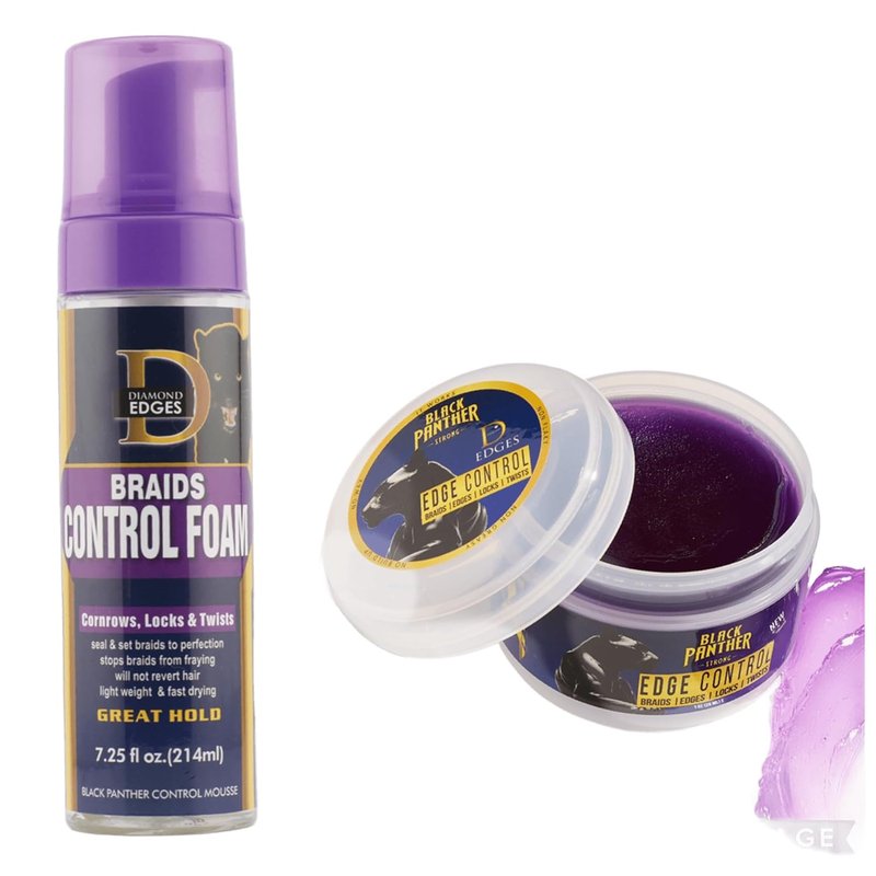 Edge Control & Braid Foam - Flexible Strong Hold for Natural & Relaxed Hair | 2 PC Pack