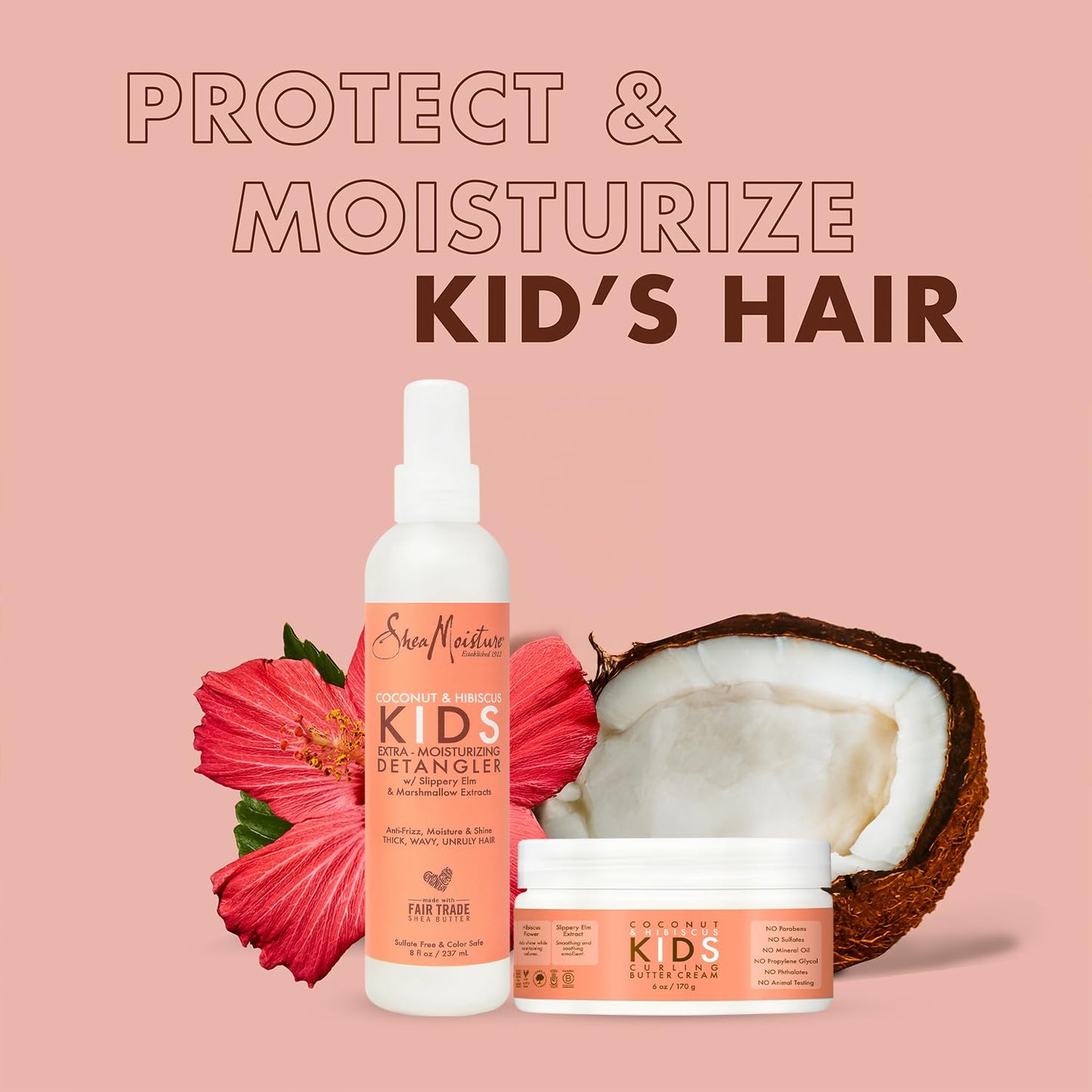 SheaMoisture Kids Detangler Spray + Curl Cream, Coconut & Hibiscus