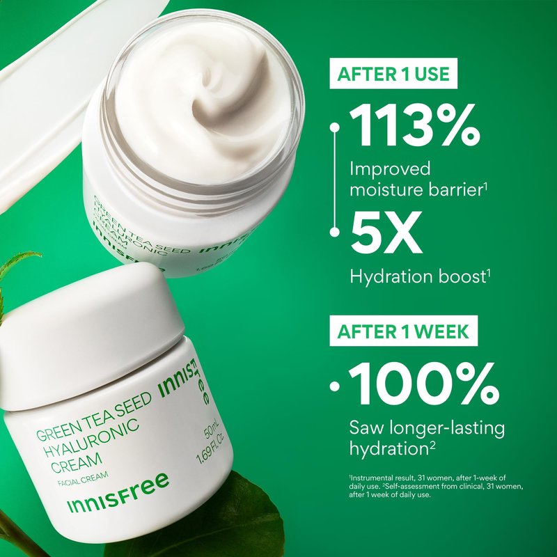 innisfree Green Tea Supercharged Healthy Barrier Duo, Limited Edition Hydrating Korean Skincare Set for All Skin Types including Acne-Prone, Dry, and Oily