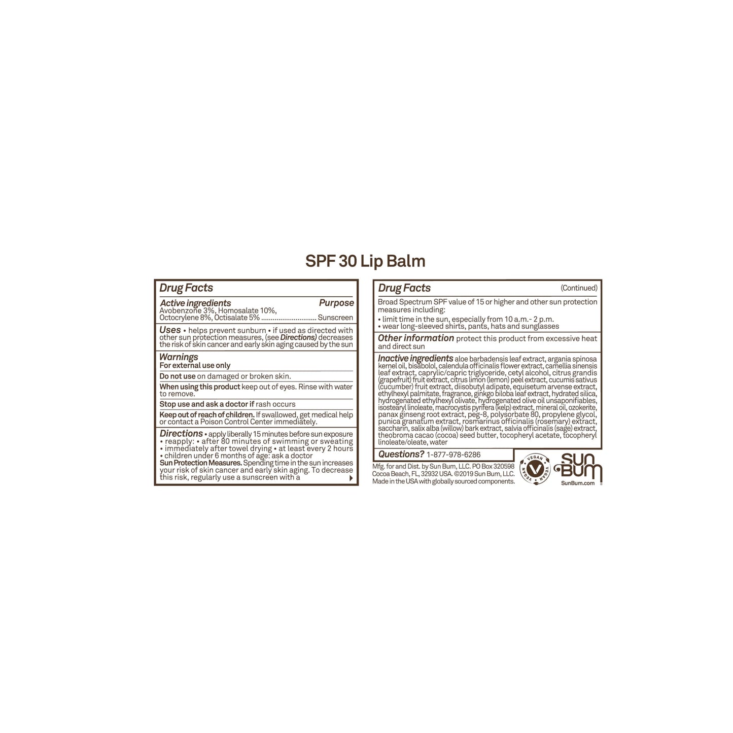 Sun Bum SPF 30 Sunscreen Coconut Lip Balm - Moisturizing Aloe Vera and Vitamin E - Vegan - Broad Spectrum UVA/UVB Lip Protection - 0.15 oz Stick