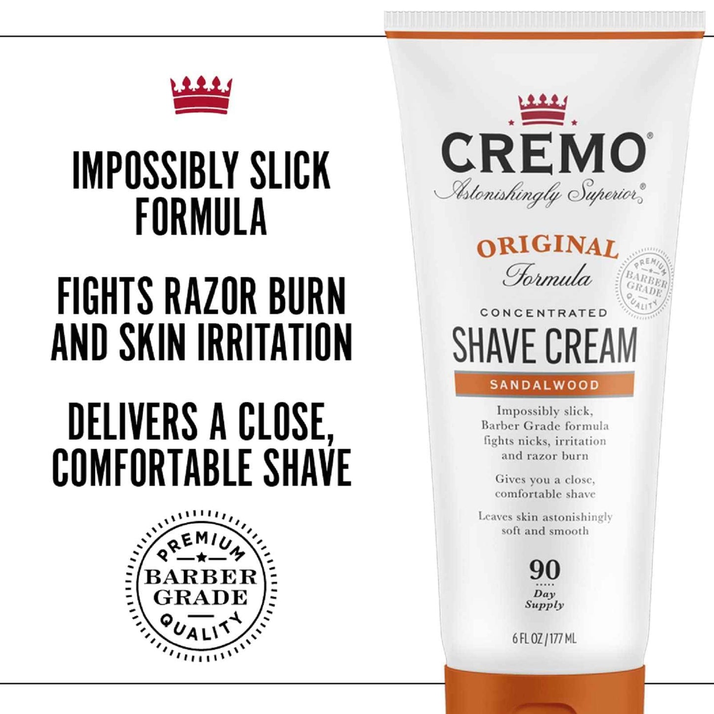 Cremo Barber Grade Sage & Citrus and Sandalwood Shave Creams, Ultra-Slick Shaving Cream for Men Fights Nicks Cuts and Razor Burn, 2 x 6 Fl Oz