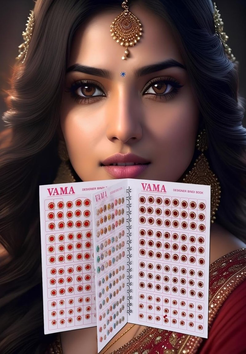 Multicolor Round Pastel Stone Border Bindi Book | 372 Indian Stickers for Women